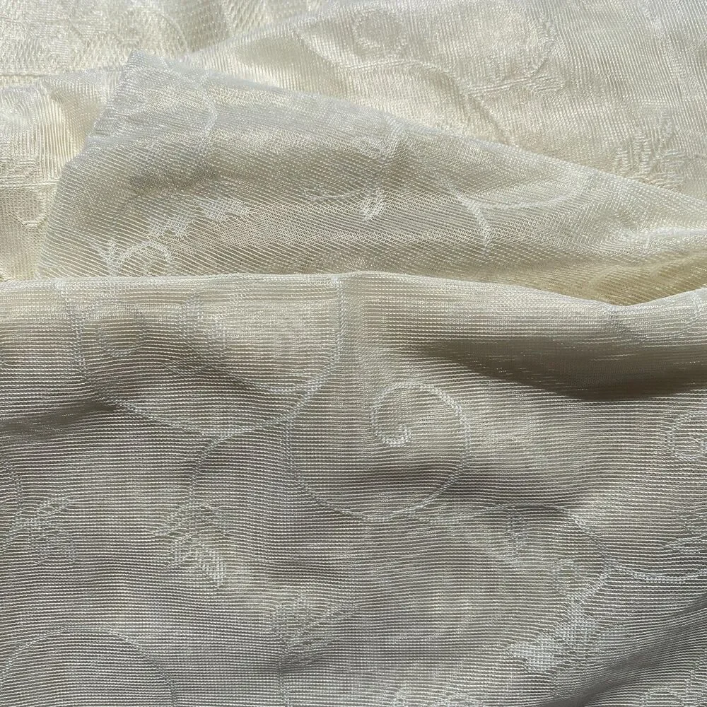 #8056 Long beige Lace with Floral Window Curtain 54 in x 84 IN